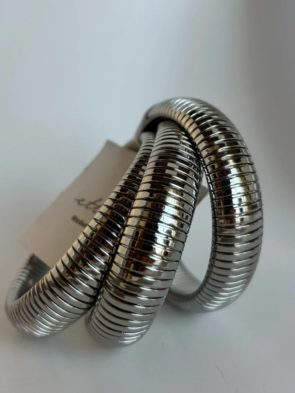 ettika Rhodium Plated Coil Stretch Bracelet in Silver - Picture 3 of 7